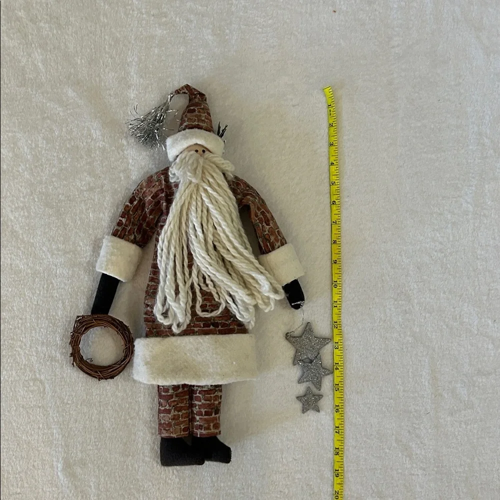 Festive Santa Doll with Brick Pattern Coat